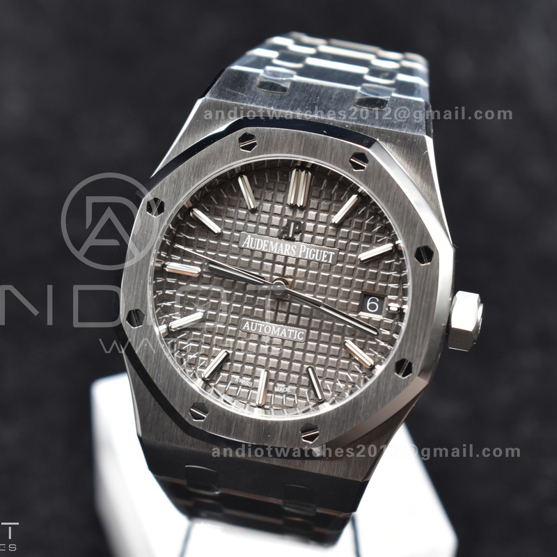 Royal Oak 37mm 15450 SS ZF 1:1 Best Edition Gray Textured Dial on SS Bracelet SA3120 Super Clone